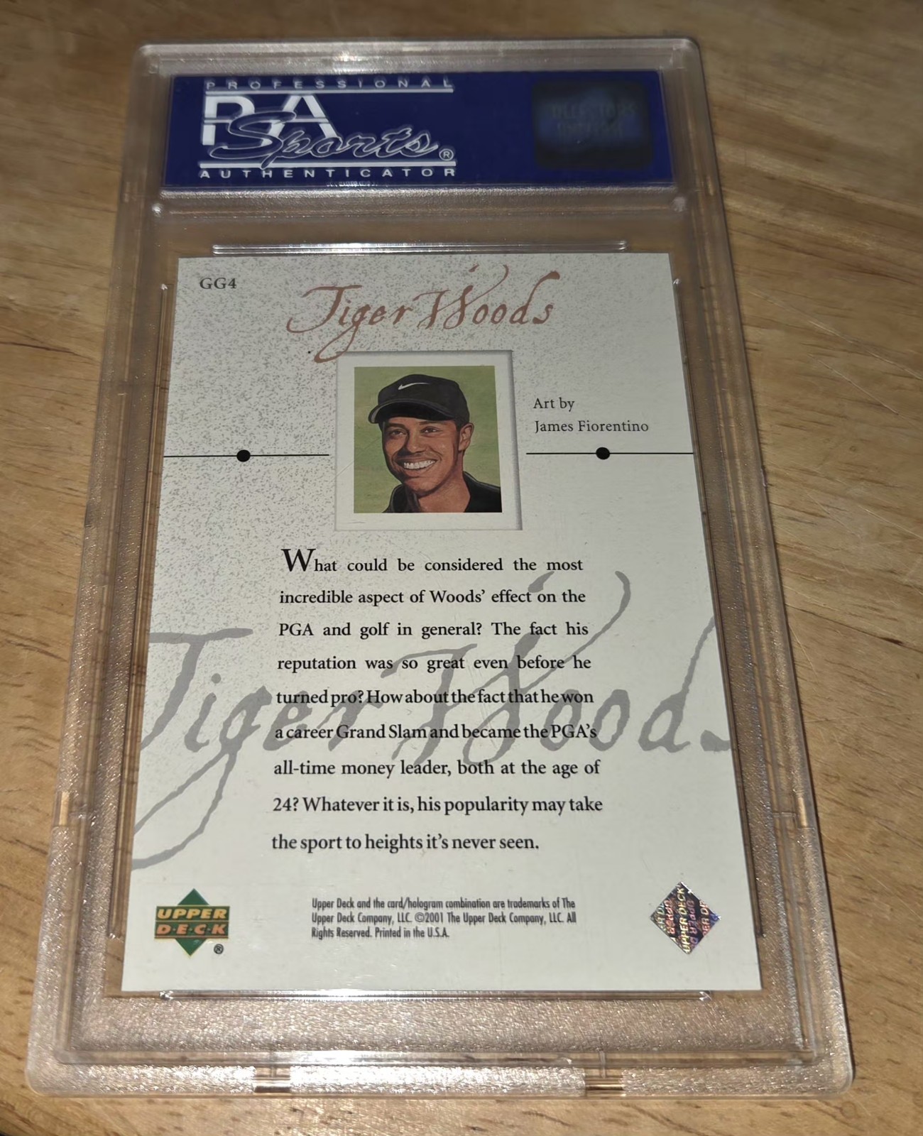 Tiger Woods 2001 Upper Deck Golf Gallery PSA 9 #01849156 Card #GG4 view 3