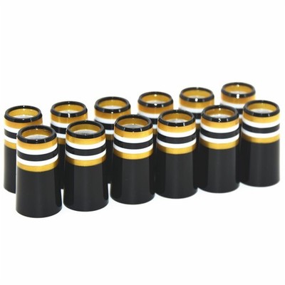 Mykepoda 12pcs Premium Gold/White/Black Stripes Golf Iron Ferrules .370 Unive...