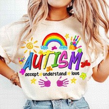 Autism accept understand love 2D T-shirt Awareness Month Mom Support Gift