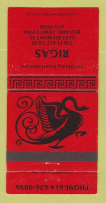 Matchbook Cover - Rigas Bellaire OH Restaurant 30 Strike