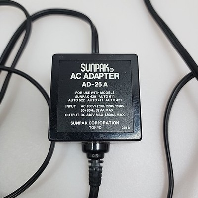 Sunpak AC Adapter AD-26A For Auto 611 Auto 522 Auto 411 Auto 421 420 Flash - OEM