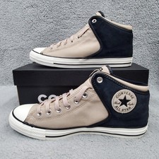 Converse Chuck Taylor All Star High Street Mid Shoes Mens 10 Black Beige Canvas