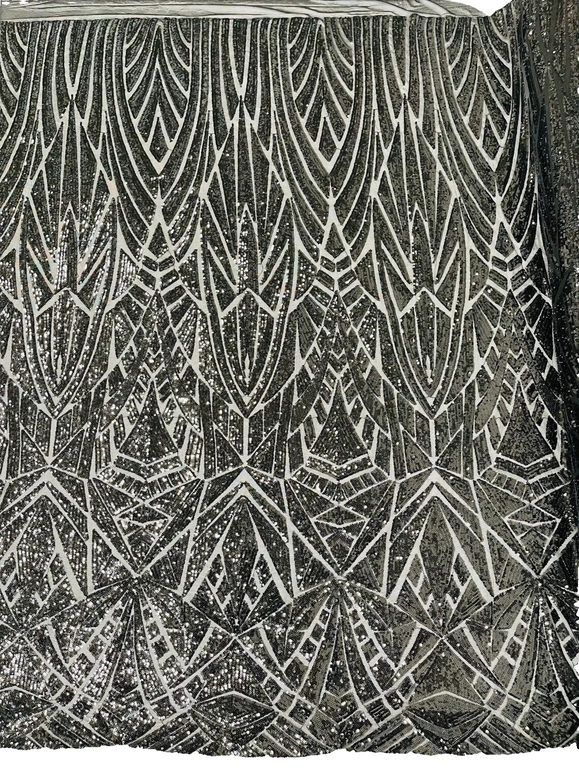 Sequin Black Geometric Craft Fabrics