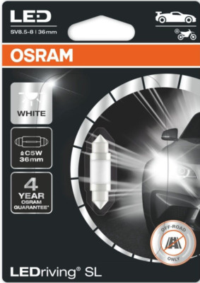 Osram LEDriving 12v 239 C5W Festoon Car Van Interior White LED Bulb SV8.5-8 36mm