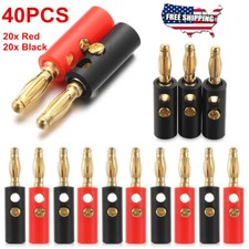 40Pcs 4mm Gold Plated Banana Plugs Audio Jack Speaker Wire Cable Screw Connector