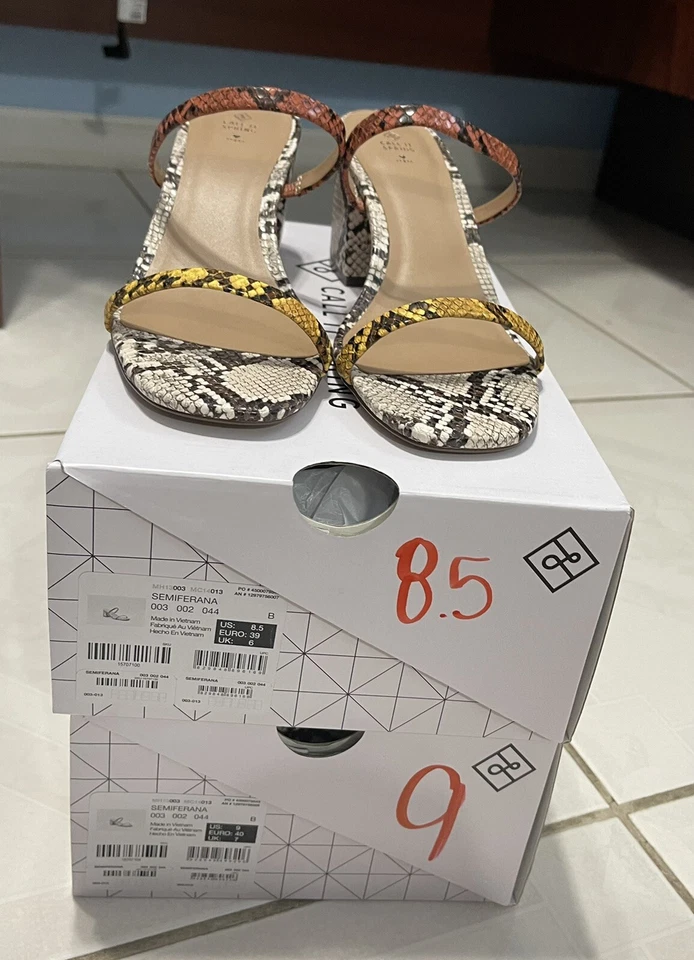 Snakeskin Low Strappy Heels - Image 2 of 2