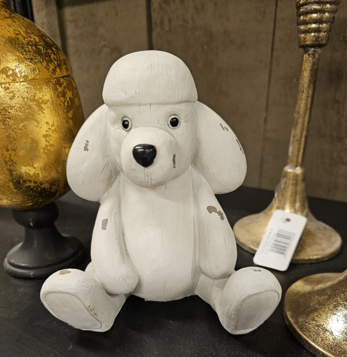 Pudel Deko Figur Lebensecht Hund Garten 48cm31cm Grau