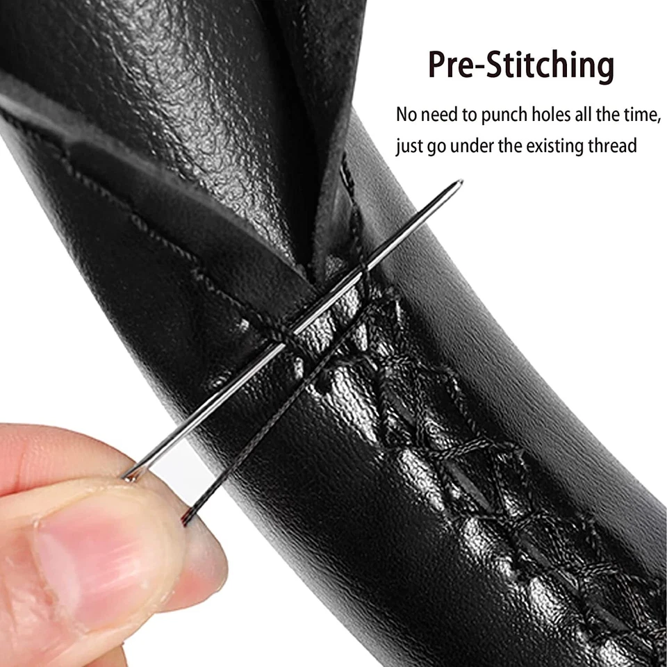 15" New Black Genuine Leather Car Steering Wheel Cover FOR Chrysler 300C 05-2009 - Image 4 of 4