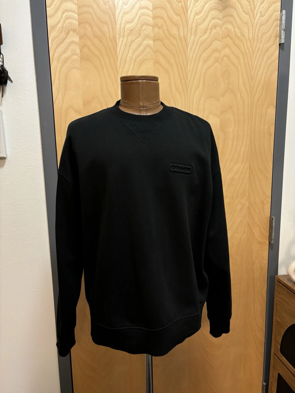 Maglione girocollo Designer COACH Essential Classic Heritage nero taglia L ($250)