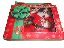 Two Deck of Coca Cola Santa Claus Playing Cards in Original Tin U.S. Card Co