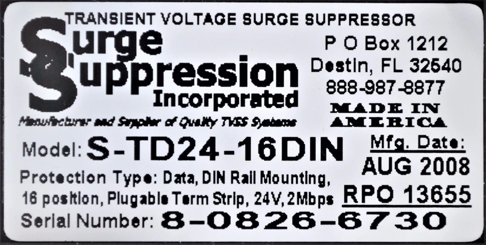 Surge Suppression Incorporated Transient Voltage Surge Suppressor S-TD24-16DIN - Image 2 of 4