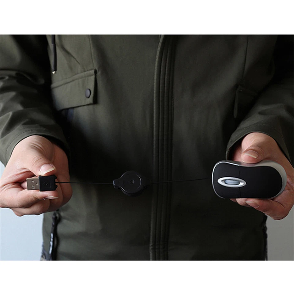 Optical Mini Retractable Mouse Portable Mini USB Wired Mouse Ergonomics Mice - Image 2 of 4