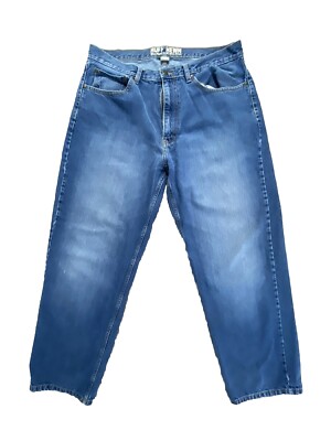 Ruff Hewn Mens Jeans 36x28 Straight Leg Dark Wash Blue Denim Work Pants Clean!!!
