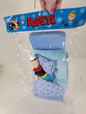 Popeye The Sailor Stuffed Plush Toy 2005 Bed Blue NIP NOS New Toy Collector