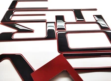 3D BLACK RED OUTLINE DOMED RAISED TAILGATE LETTERS FOR 2021-2022 CHEVY COLORADO