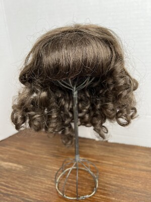 Vintage Brown Synthetic Doll Wig Bangs and Curls Wig R