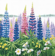DIY Counted Cross Stitch Kit "Flower morning" 14.2x14.2 in / 36.0x36.0 cm