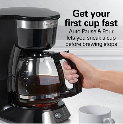 Hamilton Beach Easy Brew 12 Cup Switch Coffee Maker, Stainless Steel,Smart Plugs