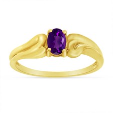 14k Yellow Gold Oval Amethyst Ring
