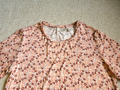 Womens Top-LOGO by LORI GOLDSTEIN-brown floral rayon stretch knit