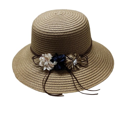 CAPPELLO DI PAGLIA DA SOLE MARE PER DONNA CON TRIS DI FIORI COLORATI | eBay