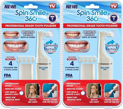 2 Spark Innovators Spin Smile 360 - Professional Grade Tooth Polisher & Whitener