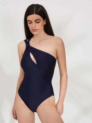 Ysabel Mora Asymmetric One-piece Swimsuit Candisy Navy Women Solid Wide Strap