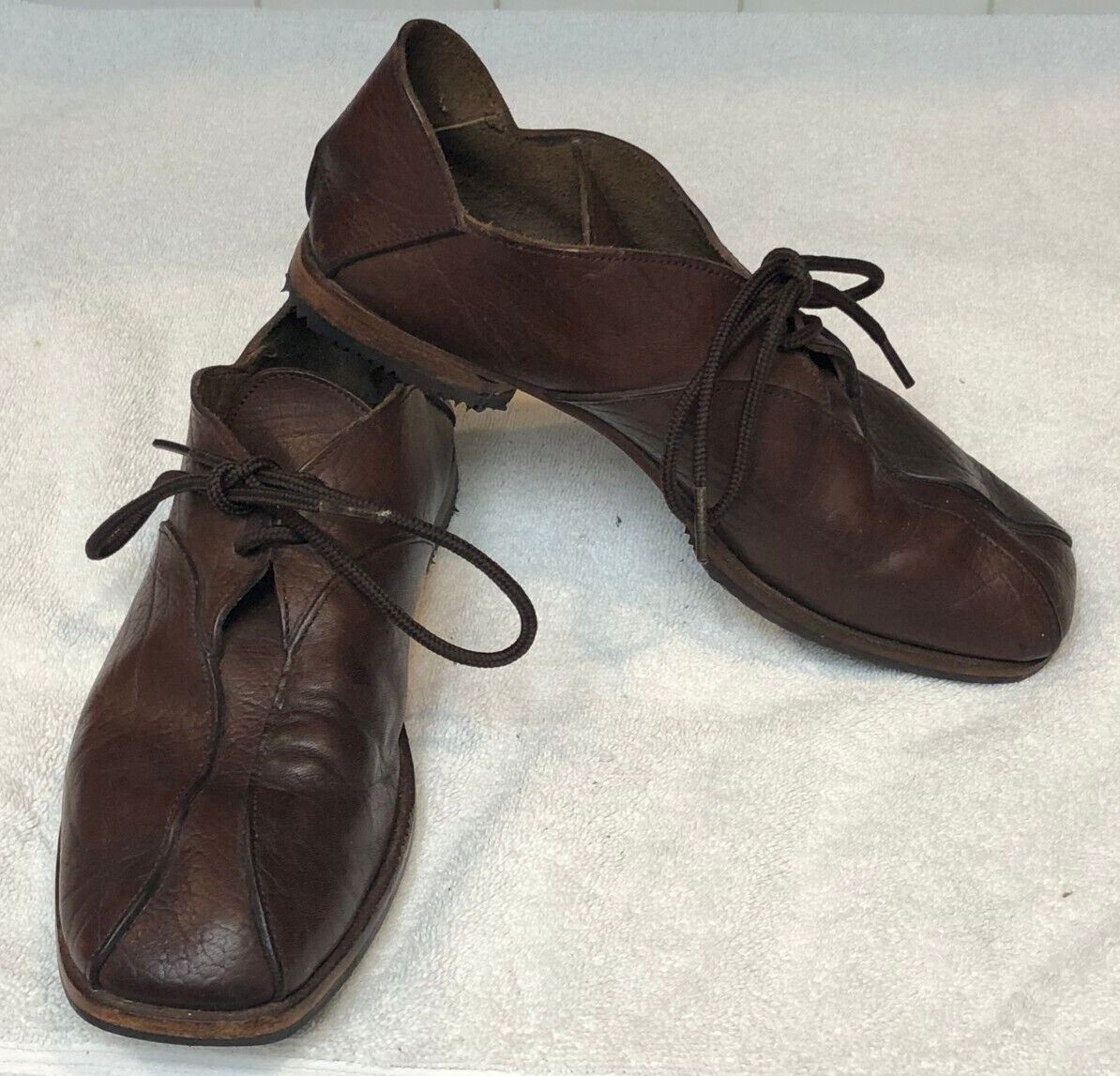 パイソンロングブ─ツ２４㌢美品 CYDWOQ Mens Hand-crafted Brown Leather Bicycle Toe Shoes 42