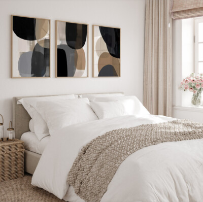 Gallery Wall Art Neutral Beige Grey 3 Set Posters Minimal Modern Abstract Prints