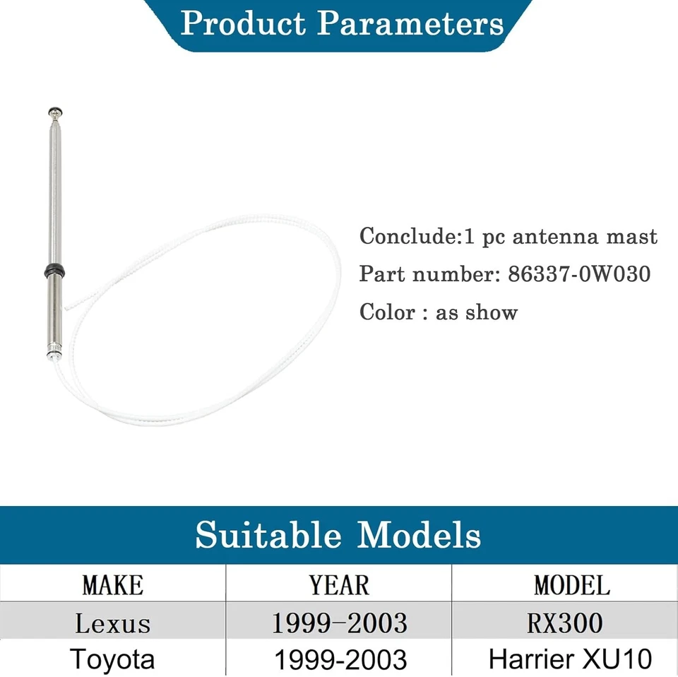 Mastro de antena elétrica para ajuste Lexus RX300 86337-0W030 1999 2000 2001 2002 2003 N8B9 - Imagem 3 de 4