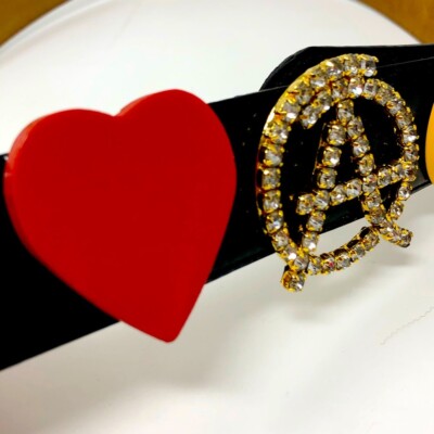 Moschino by Redwall Black Leather Belt Peace Smile Face Moschino by Redwall Black Leather Belt Peace | eBay main image 3