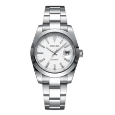 PHYLIDA 39mm White Dial with Date Men's Watch Miyota Automatic Mov't 10ATM WR