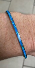Sterling silver & blue opal bangle