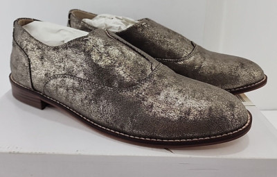 Monroe & Main Womens Flat Slip On Oxfords Shoe Size 11 M Gold Metallic Color NEW