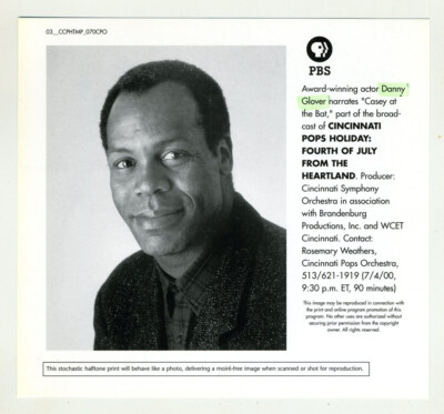 2000 PBS Stochastic Print 5.5 x 6- Danny Glover Cincinnati Pops Holiday