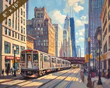 Chicago with South Street oil painting 8x10 Print