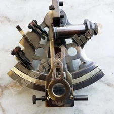 Nautical Brass Working Maritime Sextant 4'' With Wooden Box Decor Item Gift