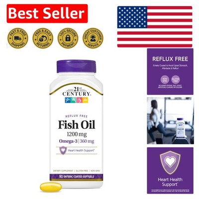 Enteric Coated Fish Oil 1200 mg - Supports Cholesterol Management, 90 Softgels