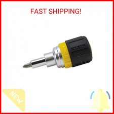 Klein Tools 32593 Multi-bit Ratcheting Screwdriver, 6-in-1 Stubby Tool with Phil