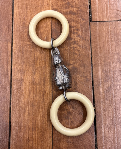 Antique Silver Plate & Bakelite Peter Rabbit Rattle and Teeting Rings - Picture 1 of 14