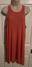 Free People Beach LA Nite Mini Swingy Ribbed Coral T-Shirt Dress Size Small