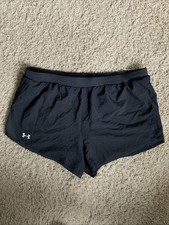 Under Armour Heatgear women  s size XL loose fit black 3  lined running shorts