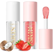 LANGMANNI Lip Oil,No-Sticky Gloss Balm Care,Fruit (Strawberry+Coco) 
