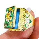 Vintage Cloisonne Enamel Poison Ring Secret Compartment Costume Jewelry Size 12