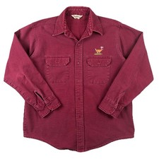 Vtg Frostproof Shirt Mens Large Red Chamois Flannel Button Up 60s 70s USA Made