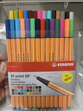 Stabilo 30 Point 88 Fineliner Markers Pens 0.4 mm 5x neon**MISSING 2*GUC*