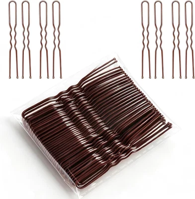 Brown Hair Pins,50Pcs U Shape Hair Bun Pins Bun Pins Hair Clips Hair Grips for W - Image 1 of 4