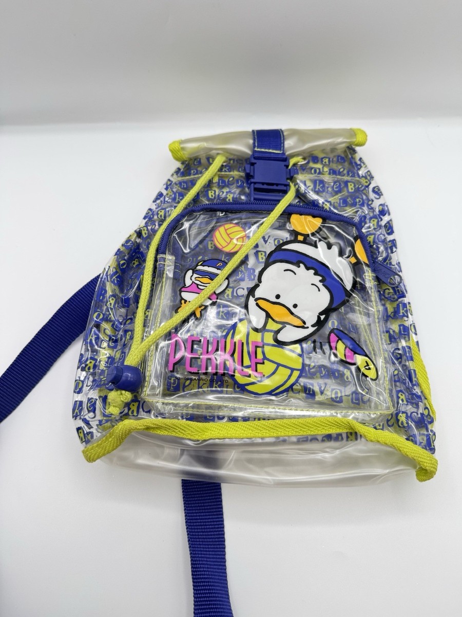Vintage Sanrio Pekkle Clear PVC Backpack Blue Yellow Trim  display picture 1