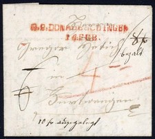 Baden 1833 Vorphila Faltbrief mit rotem L2 R.2.DONAUESCHINGEN 152