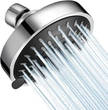 High Pressure Shower Head 5 Settings Fixed Showerhead 4 Inch ‎Chrome 